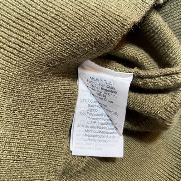 J.Crew Olive Green Ruffle Neck Sweater Ribbed Knit pullover,womens size XS - Picture 4 of 9